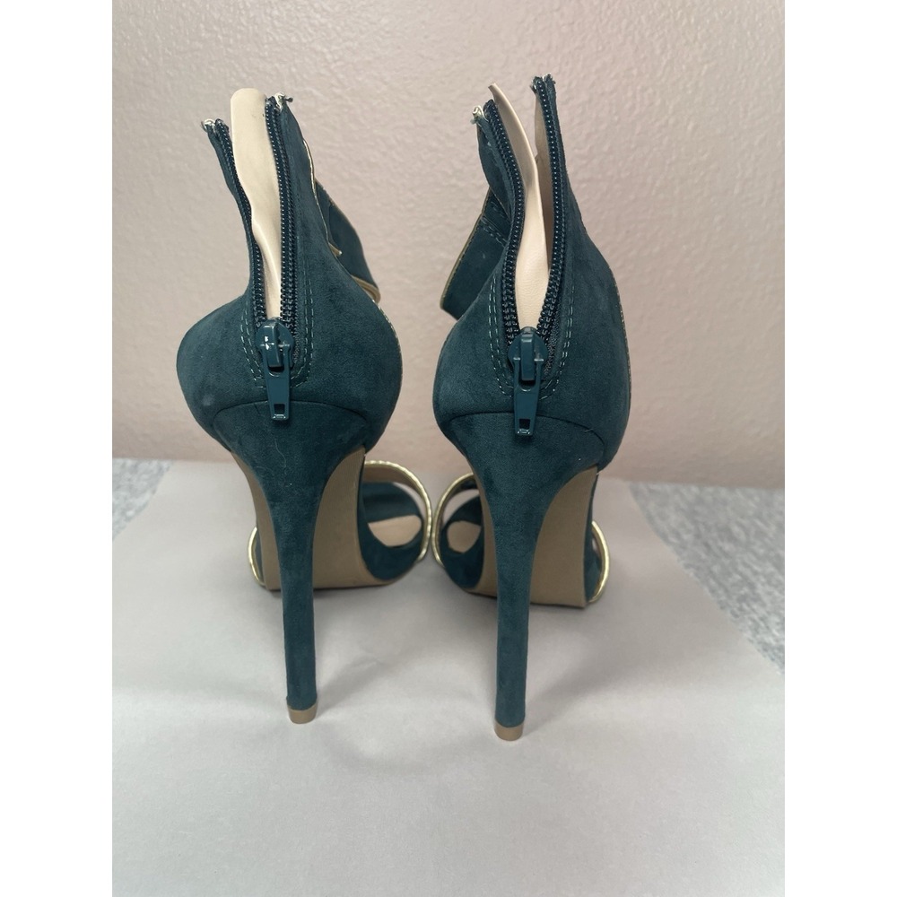 Forest Green Heels Size 7 Ankle‎ Strap Stiletto Sandals Wedding Guest Formal - Picture 2 of 10